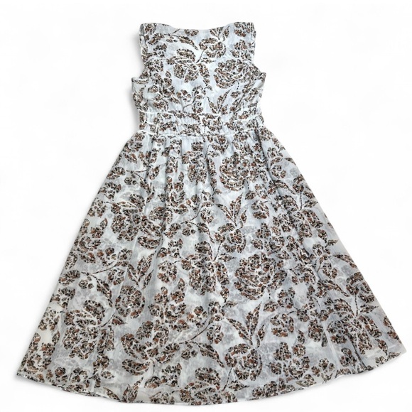 White House Black Market Brown and White Floral Sleeveless Midi Dress - Picture 2 of 7